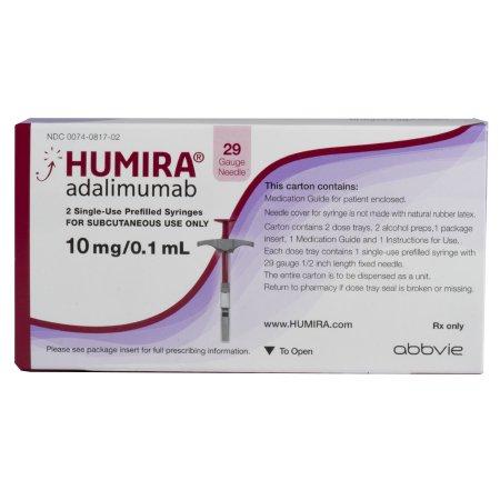 Humira 10 mg/0.1 mL in a single-dose prefilled glass syringe medicine