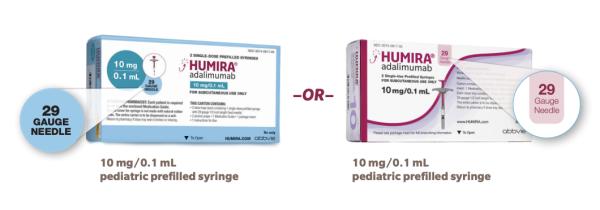 Humira 10 mg/0.1 mL in a single-dose prefilled glass syringe medicine
