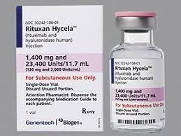 Pill medicine is Rituxan Hycela 1,400 mg/23,400 Units injection for subcutaneous use