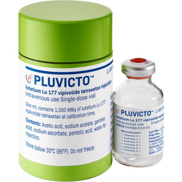 Pill medicine is Pluvicto 1,000 MBq/mL (27 mCi/mL) injection