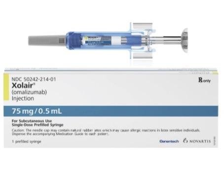 Pill medicine is Xolair 75 mg/0.5 mL prefilled syringe
