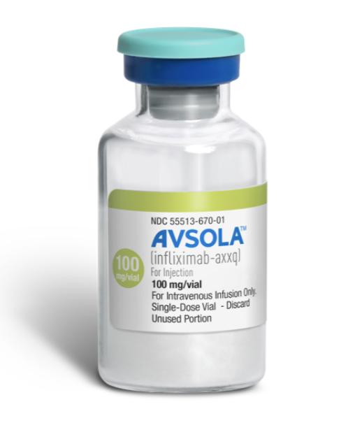 Pill medicine is Avsola infliximab-axxq 100 mg lyophilized powder for injection