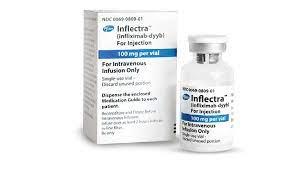 Pill medicine is Inflectra infliximab-dyyb 100 mg lyophilized powder for injection