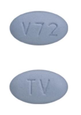 Pill TV V72 Blue Oval is Vilazodone Hydrochloride