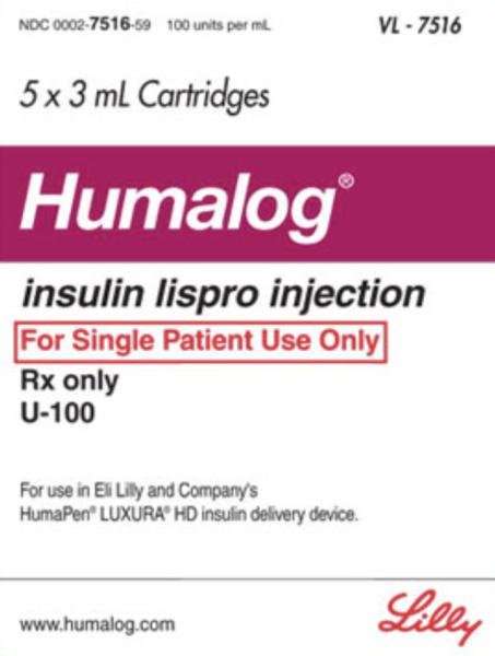 Humalog U-100 (100 units/mL) injection cartridge medicine