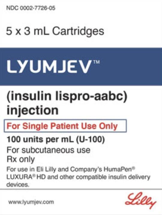 Lyumjev U-100 (100 units/mL) cartridge medicine