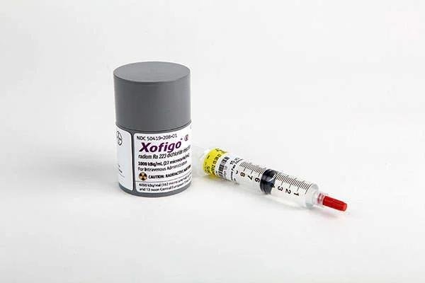 Pill medicine is Xofigo 1100 kBq/mL (30 microcurie/mL) with a total radioactivity of 6,600 kBq/vial (178 microcurie/vial)