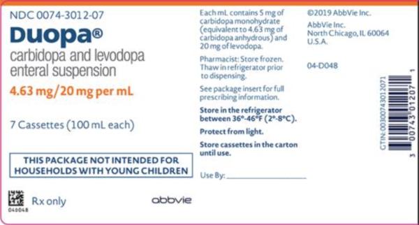 Duopa 4.63 mg/20 mg per mL enteral suspension medicine