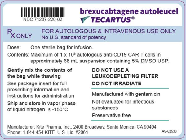 Tecartus genetically modified autologous T cells for infusion medicine