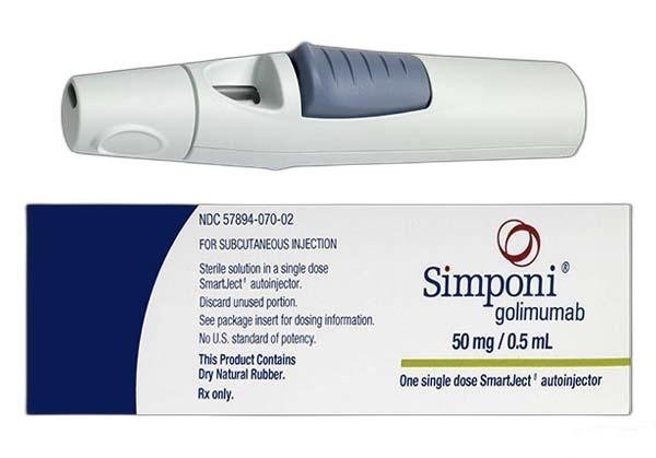 Pill medicine is Simponi 50 mg/0.5 mL single-dose prefilled SmartJect® autoinjector