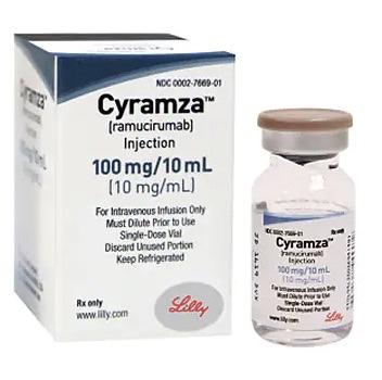 Pill medicine is Cyramza 100 mg/10 mL (10 mg/mL) injection