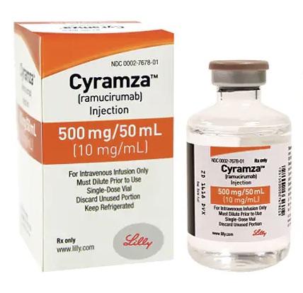 Cyramza 500 mg/50 mL (10 mg/mL) injection