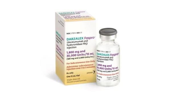 Das Pillenmedikament ist Darzalex Faspro 1800 mg Daratumumab und 30.000 Einheiten Hyaluronidase pro 15 ml (120 mg und 2.000 Einheiten/ml) Injektion
