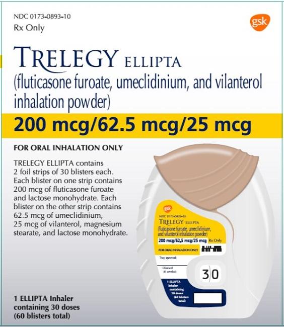 Trelegy ellipta fluticasone furoate 200 mcg / umeclidinium 62.5 mcg / vilanterol 25 mcg inhalation powder medicine