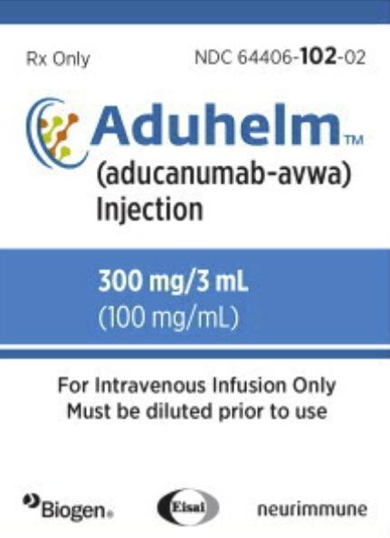 Aduhelm (aducanumab) 300 mg/3 mL (100 mg/mL) injection
