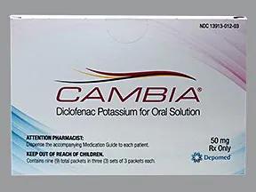 Pill medicine is Cambia 50 mg powder for oral solution