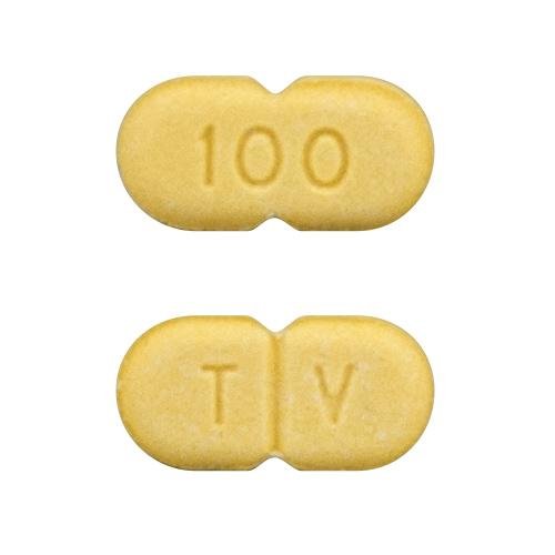 Pill T V 100 Yellow Capsule/Oblong is Levothyroxine Sodium