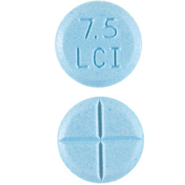 Pill 7.5 LCI Blue Round is Amphetamine and Dextroamphetamine