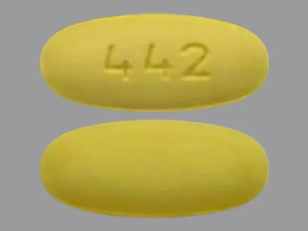 Pill 442 Yellow Oval is Pirfenidone