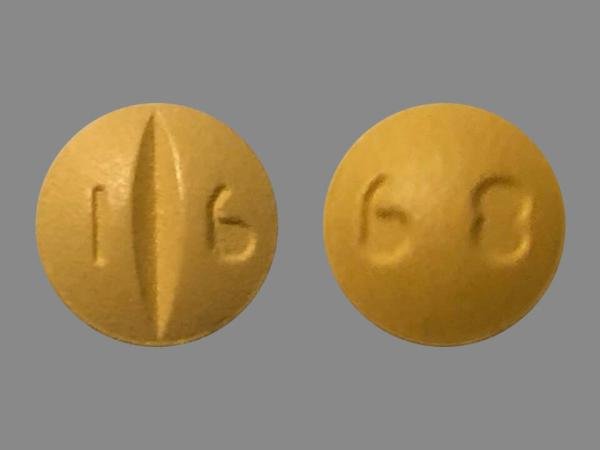 Pill 1 6 68 Yellow Round is Prochlorperazine Maleate