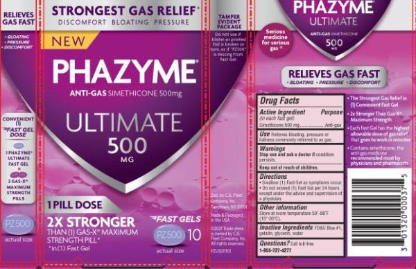 Pill PZ500 is Phazyme Ultimate Strength simethicone 500 mg