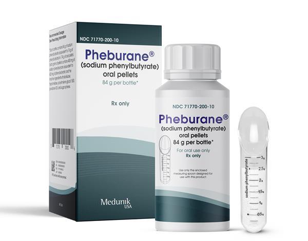 Pheburane oral pellets (sodium phenylbutyrate 483 mg per gram) medicine