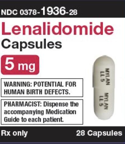 Pill MYLAN LL 5 MYLAN LL 5 White Capsule/Oblong is Lenalidomide