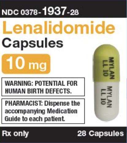 Pill MYLAN LL 10 MYLAN LL 10 Gray Capsule/Oblong is Lenalidomide