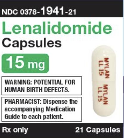 Pill MYLAN LL 15 MYLAN LL 15 White Capsule/Oblong is Lenalidomide