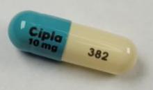 Pill Cipla 10 mg 382 Green & Yellow Capsule/Oblong is Lenalidomide