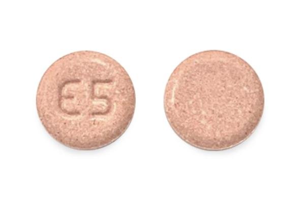 Pill E5 Red Round is Lisinopril