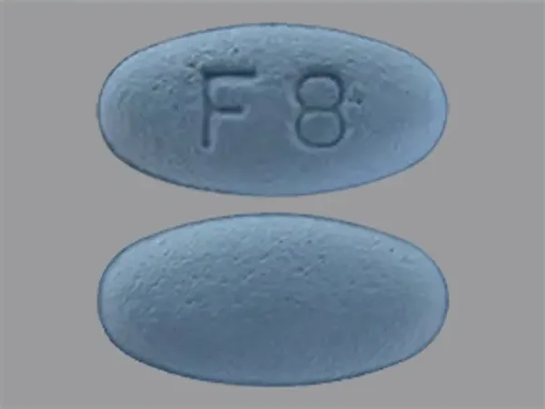 Pill F8 Blue Oval is Fesoterodine Fumarate Extended-Release
