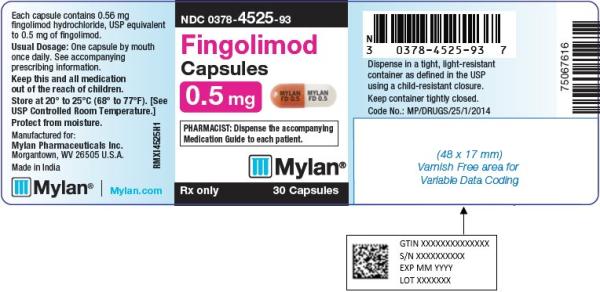 Pill MYLAN FD 0.5 MYLAN FD 0.5 Orange & White Capsule/Oblong is Fingolimod Hydrochloride