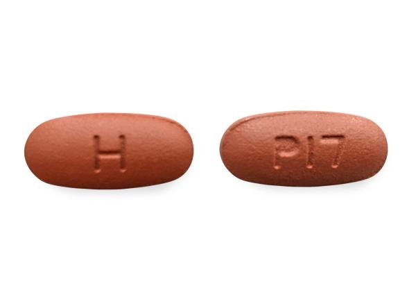 Pill H P17 Red Oval is Pirfenidone