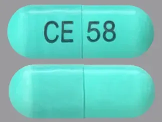 Pill CE 58 Green Capsule/Oblong is Indomethacin
