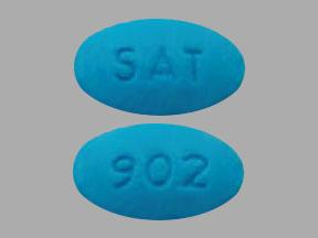 Pill SAT 902 is Uretron DS hyoscyamine sulfate 0.12 mg / methenamine 81.6 mg / methylene blue 10.8 mg / phenyl salicylate 36.2 mg / sodium phosphate monobasic 40.8 mg