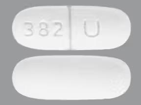 Pill 382 U White Capsule/Oblong is Carbamazepine