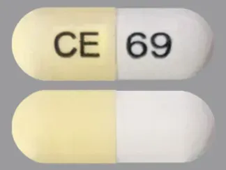 Pill CE 69 Yellow & White Capsule/Oblong is Doxepin Hydrochloride