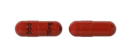 Pill 556 75mg Brown Capsule/Oblong is Pregabalin