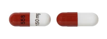 Pill 558 150mg Brown & White Capsule/Oblong is Pregabalin