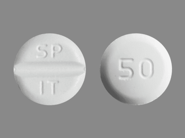Pill SP IT 50 White Round is Spironolactone