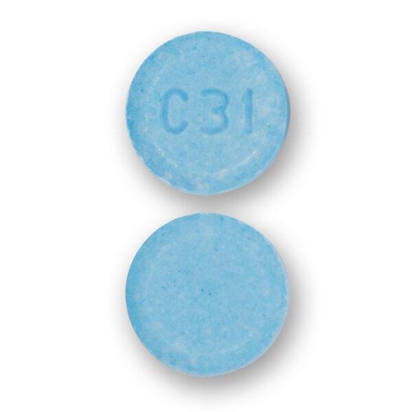 Pill C31 Blue Round is Dicyclomine Hydrochloride