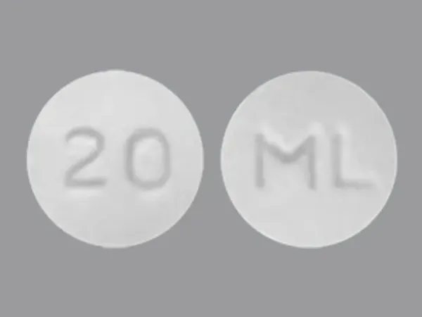 Pill ML 20 White Round is Lurasidone Hydrochloride