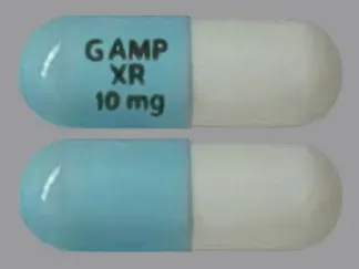 Pill G AMP XR 10 mg 030 Blue & White Capsule/Oblong is Amphetamine and Dextroamphetamine Extended Release