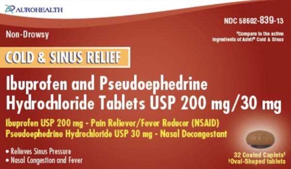 Ibuprofen and pseudoephedrine hydrochloride 200 mg / 30 mg L 70