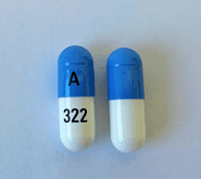 Pill A 322 Blue & White Capsule/Oblong is Prazosin Hydrochloride
