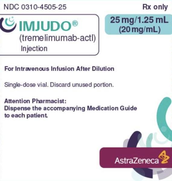 Imjudo (tremelimumab) 25 mg/1.25 mL (20 mg/mL) injection