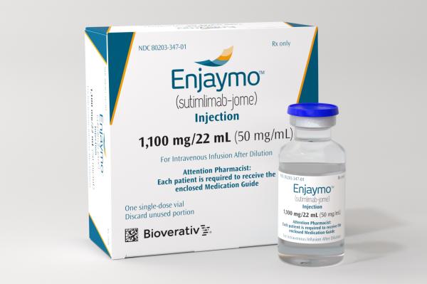 Pill medicine is Enjaymo 1,100 mg/22 mL (50 mg/mL) injection