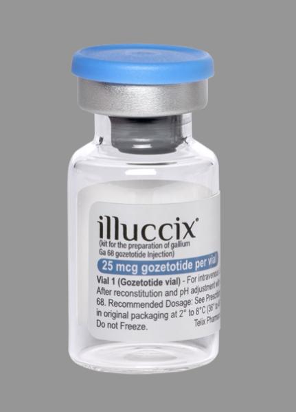 Pill medicine is Illuccix 25 mcg per vial