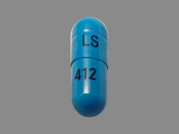 Pill LS 412 Blue Capsule/Oblong is Nitrofurantoin (Macrocrystals)